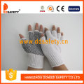 Coton blanc / Polyestergloves avec des gants de points de PVC sans couture et noir (DKP519)